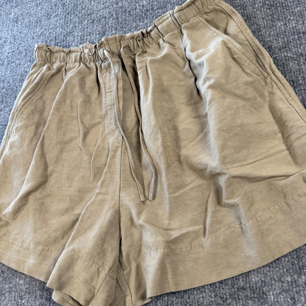 H&M Linen Blend Elastic Waist Pull-On Shorts Tan Khaki Size Small
